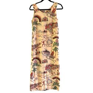Vintage Hawaii Kilauea Midi Rayon Dress Muumuu Size Small History of the Islands